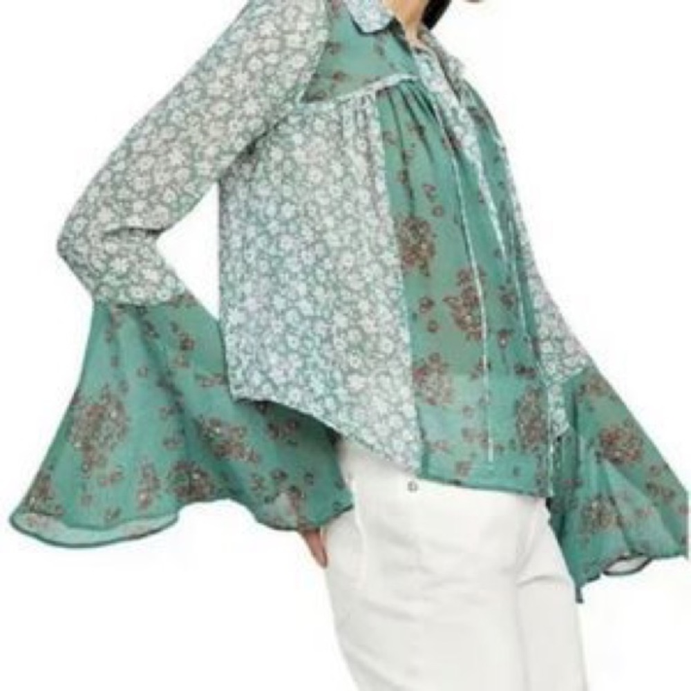 FREE PEOPLE Serena printed blouse worn once